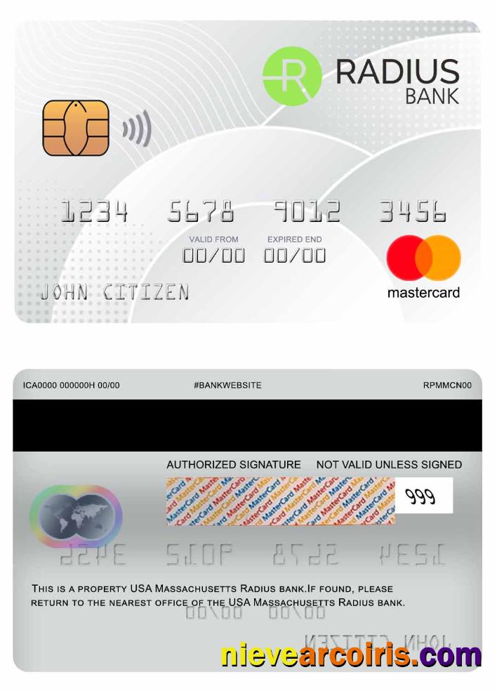 USA Massachusetts Radius Bank mastercard